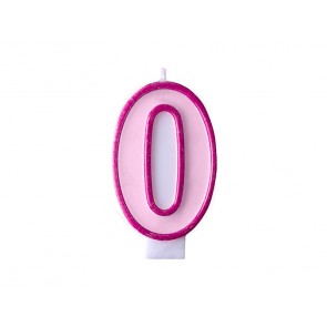 Birthday candle Number 0, pink, 1piece