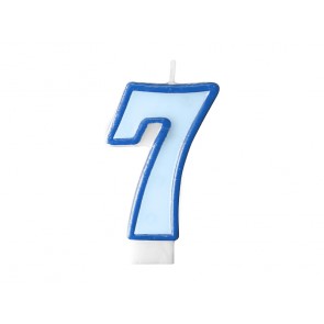 Birthday candle Number 7, blue, 1piece