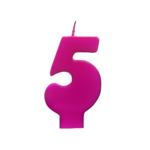 Birthday candle Number 5, pink, 1piece