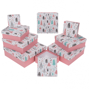 Darčekové krabičky ružové so stromčekami