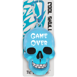 Kľúčenka lebka Game Over modrá