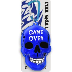 Kľúčenka lebka Game Over modrá