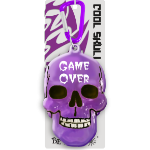 Kľúčenka lebka Game Over fialová