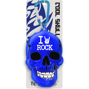 Kľúčenka lebka I ♥ rock modrá